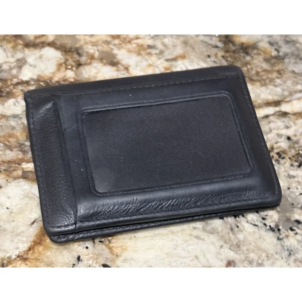 Tumi Black Leather Bi-Fold Card Wallet